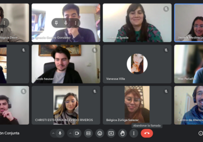 Pantallazo de Sesión de Google Meet en la que se muestran los rostros de los participantes